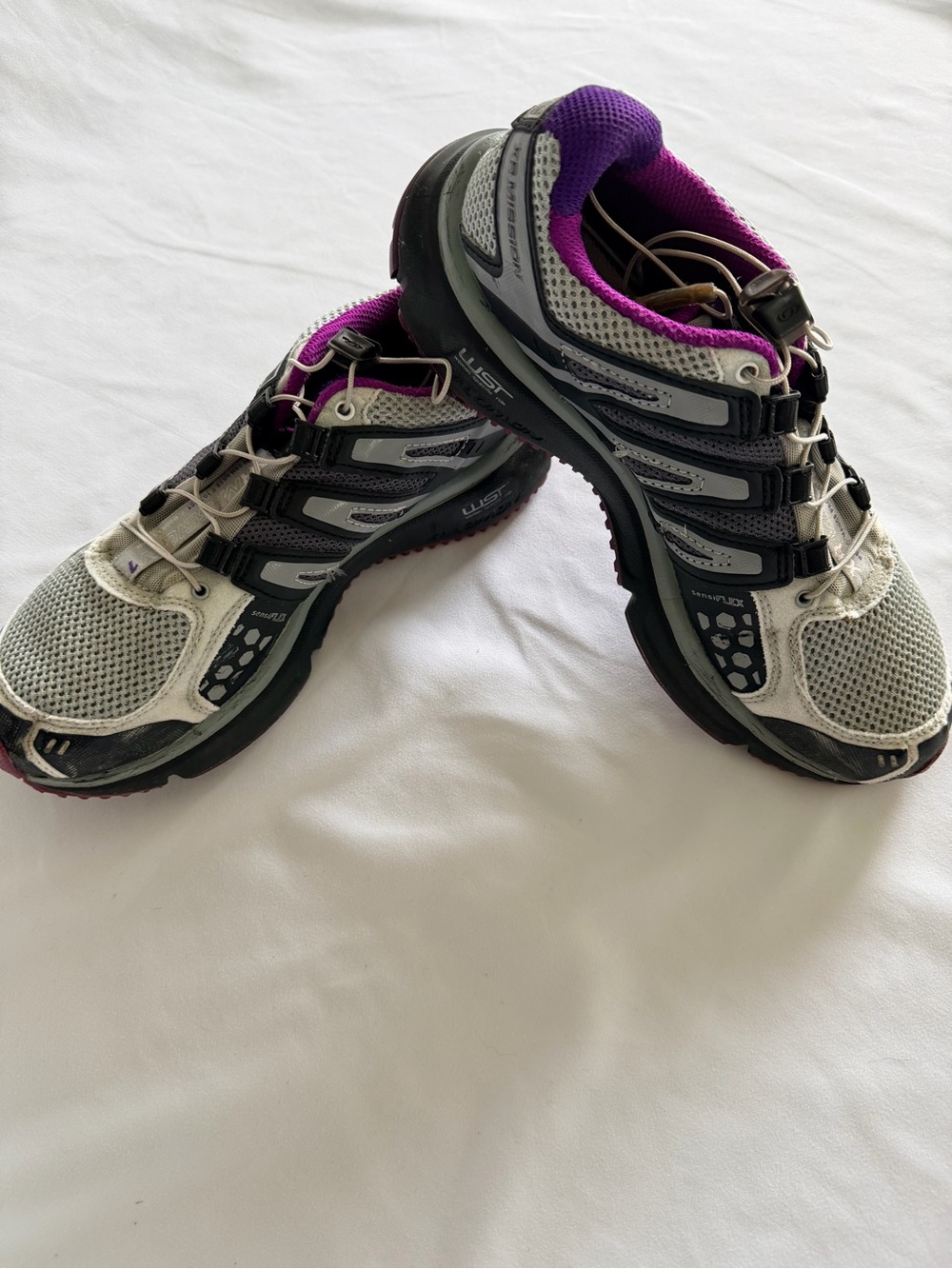 Trending Salomon XR Mission Women's Trail Running Shoes Gray Purple Size 7.5 EUC